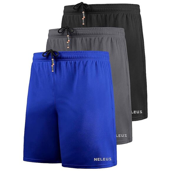 Other - Men's 7 inch Lightweight Workout Running Shorts 6058# 3 Pack: Black,grey,blue
